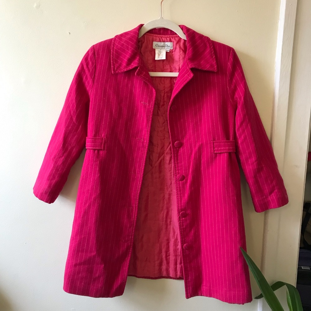 Christian Dior Kid Pink/white Stripped Wool Coat ✨ - Picture 3 of 10